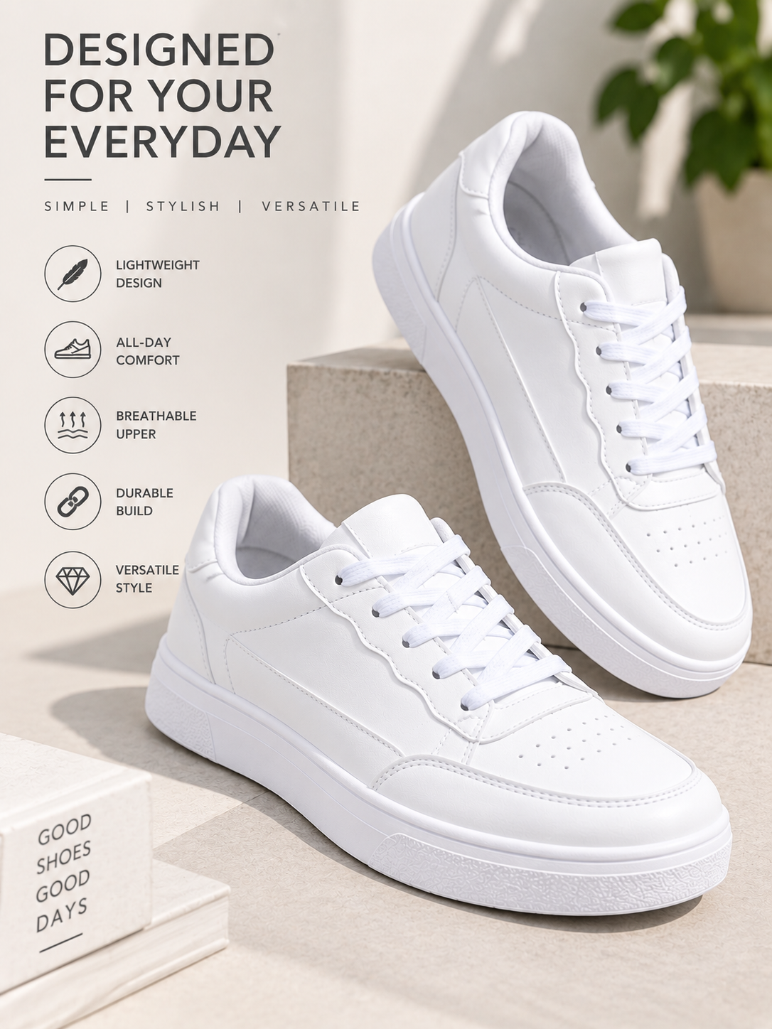 White Perforations Comfort Insole Basics Sneakers