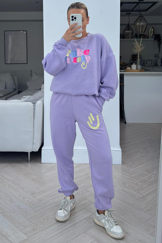 Women's Cord-set for Light Winters Lavender Color Relaxed fit for Casual Wear, Women's Sweatshirt Hoodie Sets, Take Away Print