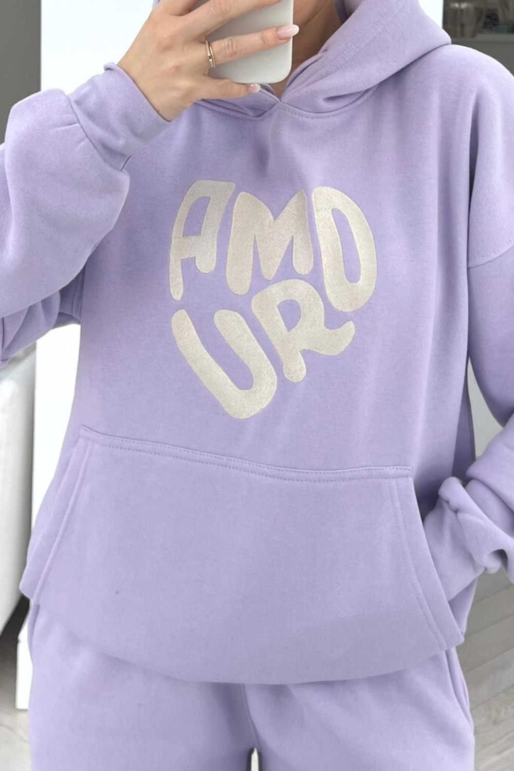 Women's Cord-set for Light Winters Lavender Color Top & Bottom for Casual Wear, Women's Sweatshirt Hoodie Sets