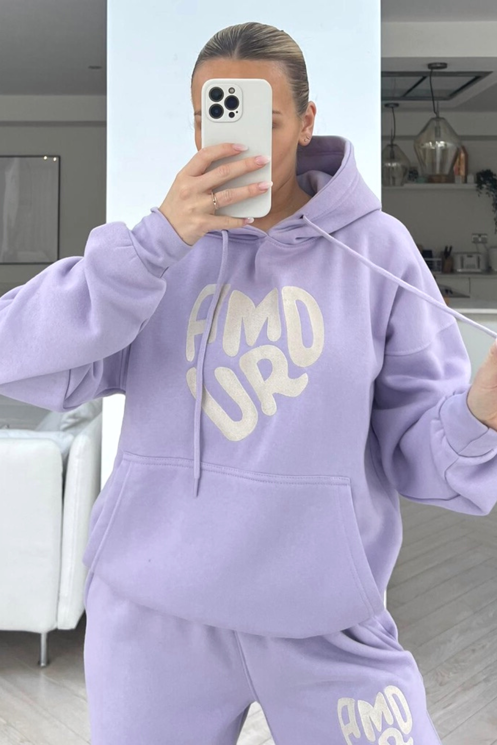 Women's Cord-set for Light Winters Lavender Color Top & Bottom for Casual Wear, Women's Sweatshirt Hoodie Sets