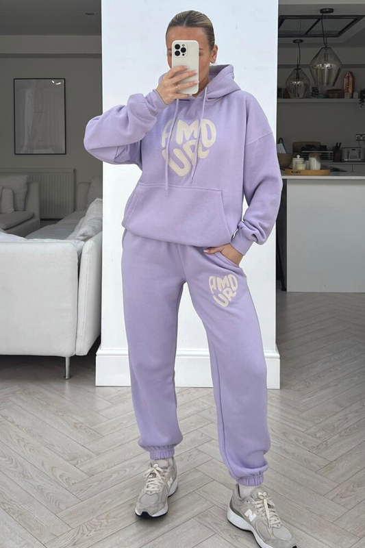 Women's Cord-set for Light Winters Lavender Color Top & Bottom for Casual Wear, Women's Sweatshirt Hoodie Sets