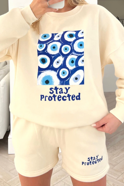 Women's Cord-set for Light Winters Off-White Color Top & Shorts for Casual Wear, Women's Sweatshirt Hoodie Sets