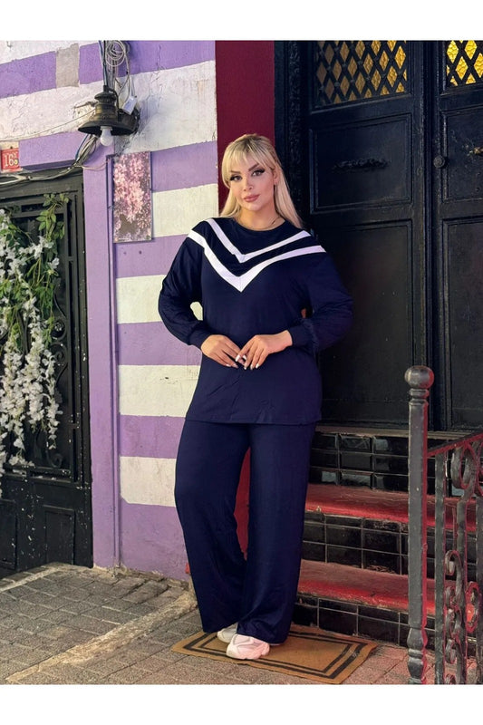 Women's Cord-set Navy Blue Relaxed fit Trendy Fashion for Office and Casual Wear