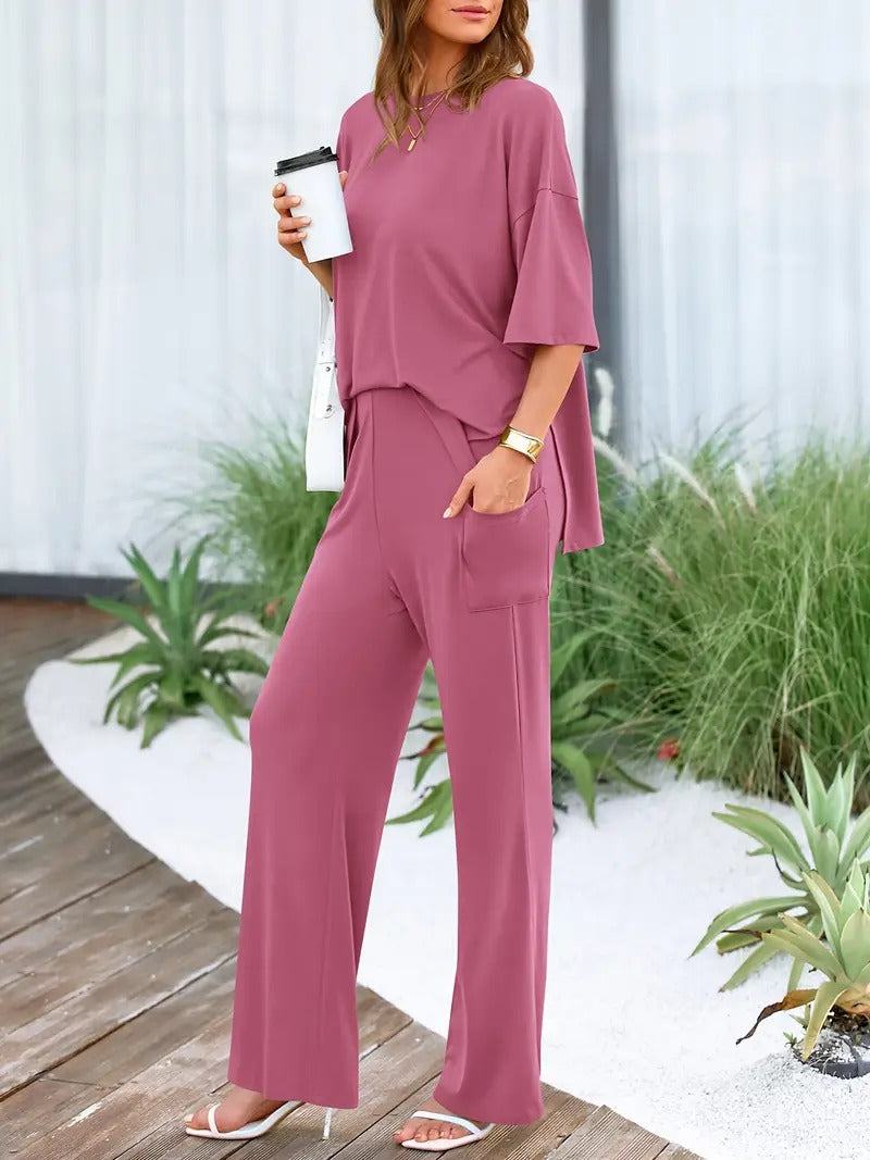 Women's Cord-set Pink Relaxed fit Trendy Fashion for Office and Casual Wear