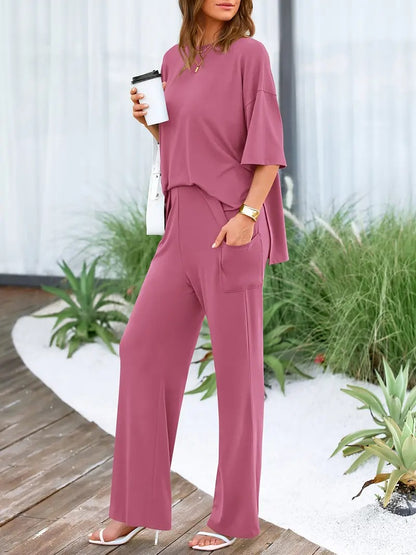 Women's Cord-set Pink Relaxed fit Trendy Fashion for Office and Casual Wear