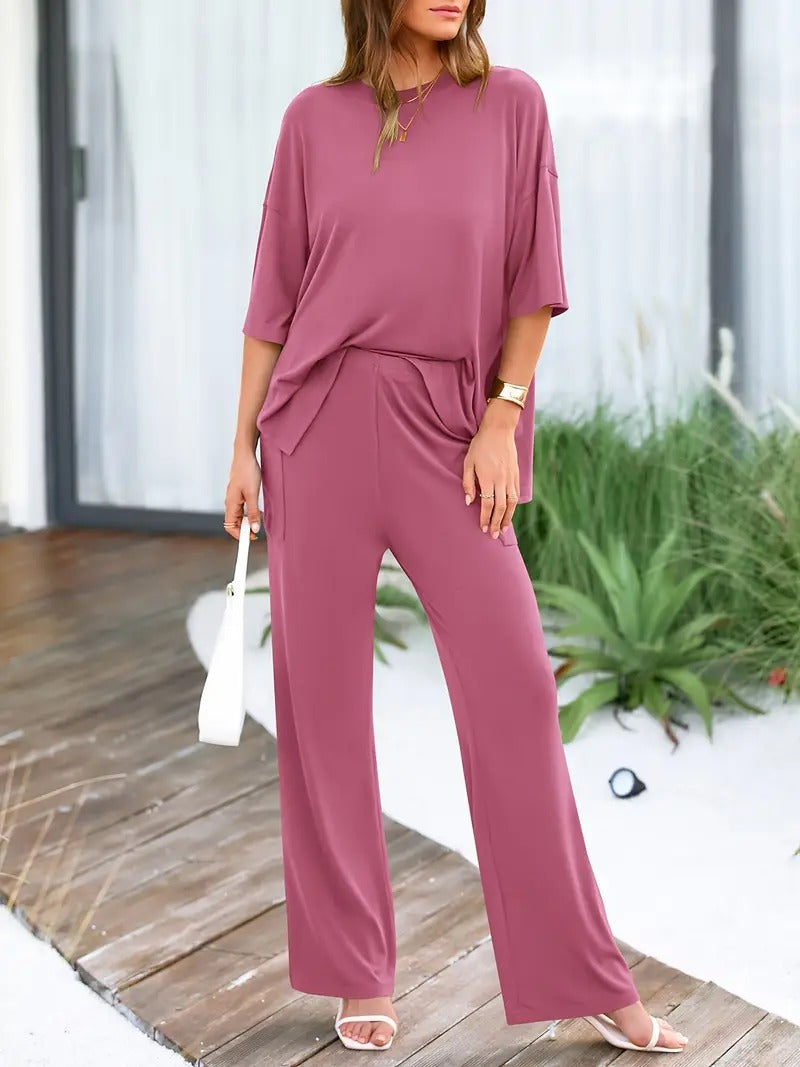 Women's Cord-set Pink Relaxed fit Trendy Fashion for Office and Casual Wear