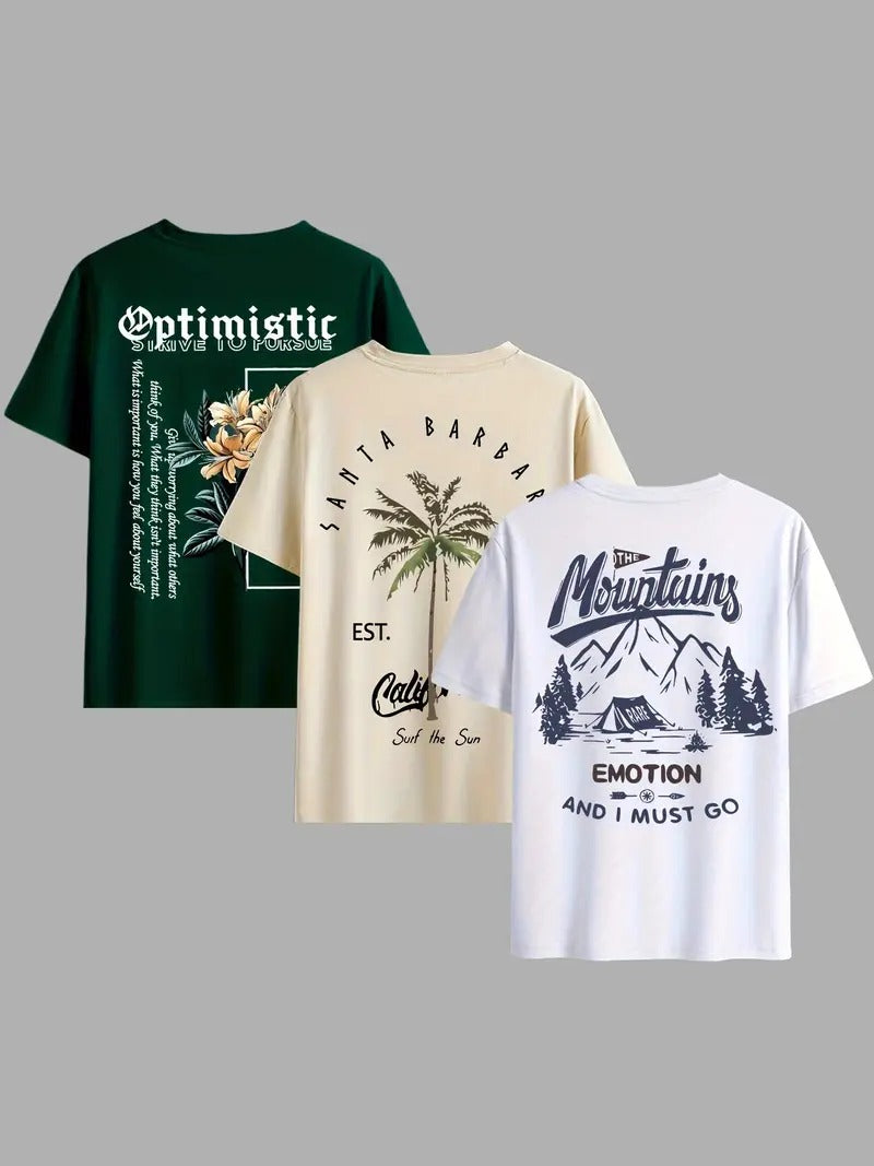 Pack of 3 Combo Graphic Cotton Oversized Printed T-Shirt for Men & Unisex, Oversized Printed Women's T-Shirt