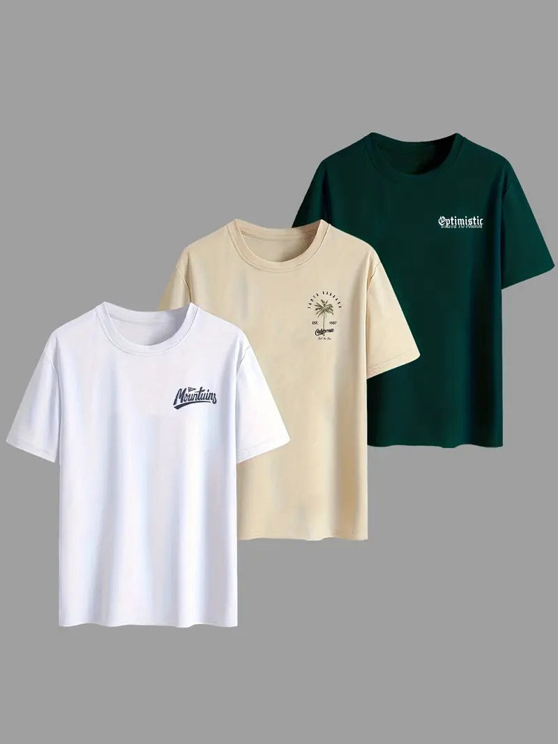 Pack of 3 Combo Graphic Cotton Oversized Printed T-Shirt for Men & Unisex, Oversized Printed Women's T-Shirt