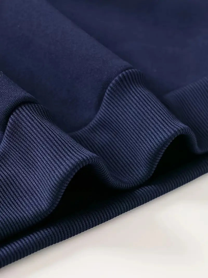 Collar Neck Navy Blue Plain Women's Sweatshirt Grey Melange Color, Unisex