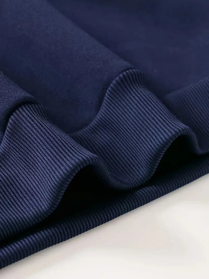 Collar Neck Navy Blue Plain Women's Sweatshirt Grey Melange Color, Unisex