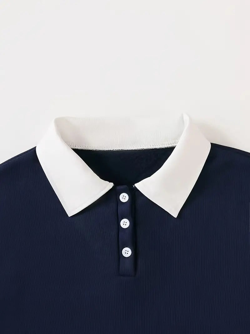 Collar Neck Navy Blue Plain Women's Sweatshirt Grey Melange Color, Unisex
