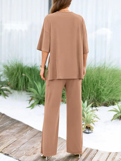 Women's Cord-set Camel Color Relaxed fit Trendy Fashion for Office and Casual Wear