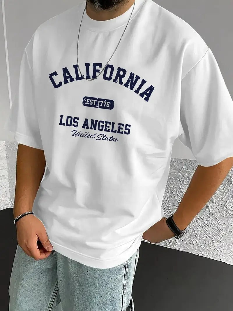 A Stylish Loose-Fitting White Oversized Printed T-Shirt for Men & Unisex