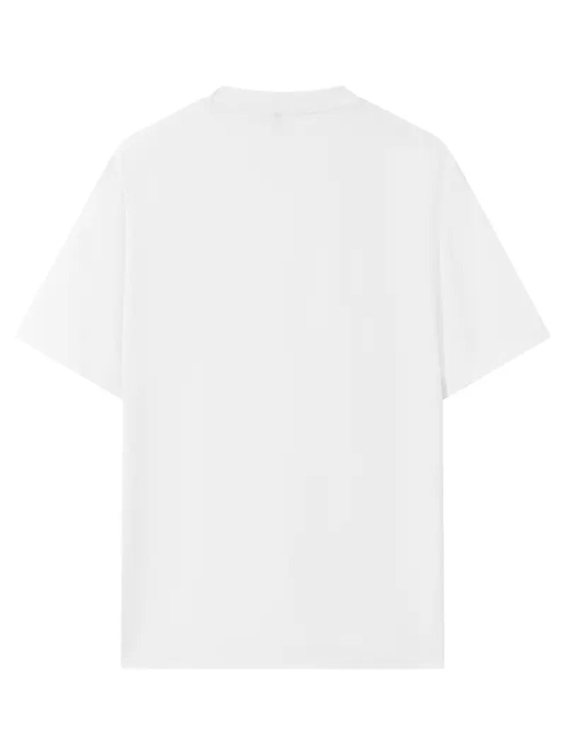 A Stylish Loose-Fitting White Oversized Printed T-Shirt for Men & Unisex