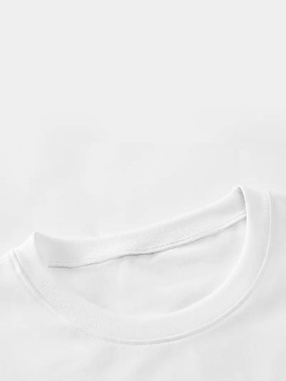A Stylish Loose-Fitting White Oversized Printed T-Shirt for Men & Unisex