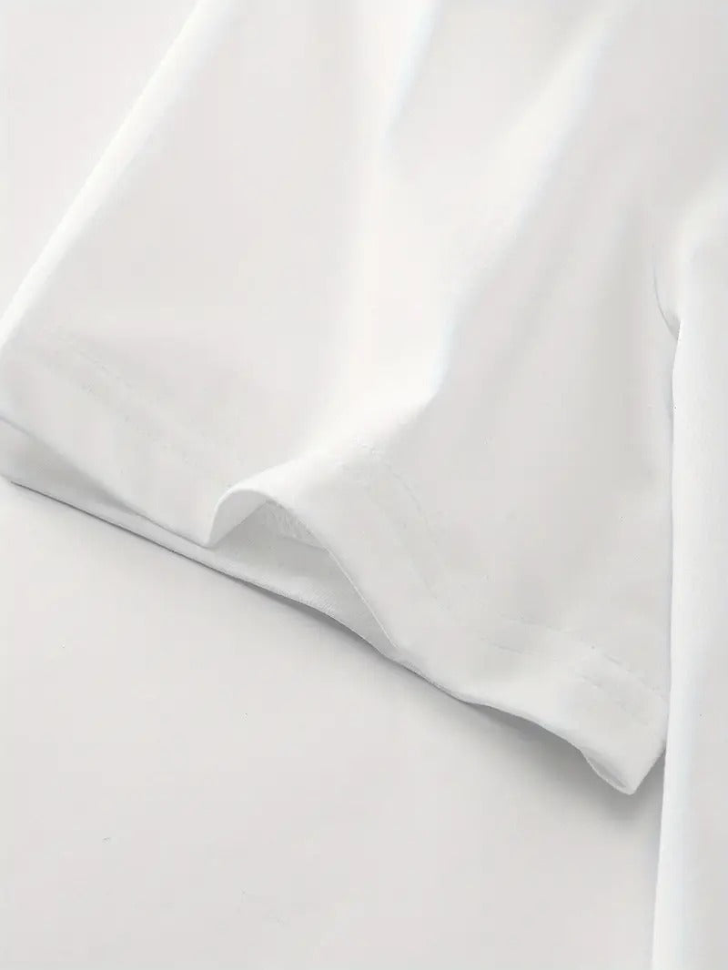 A Stylish Loose-Fitting White Oversized Printed T-Shirt for Men & Unisex