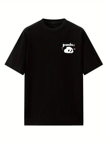 Panda Graphic Oversized Printed Women's T-Shirt Black Color, Unisex