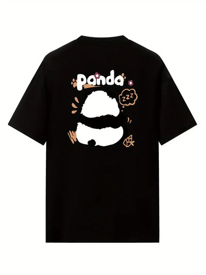 Panda Graphic Oversized Printed Women's T-Shirt Black Color, Unisex