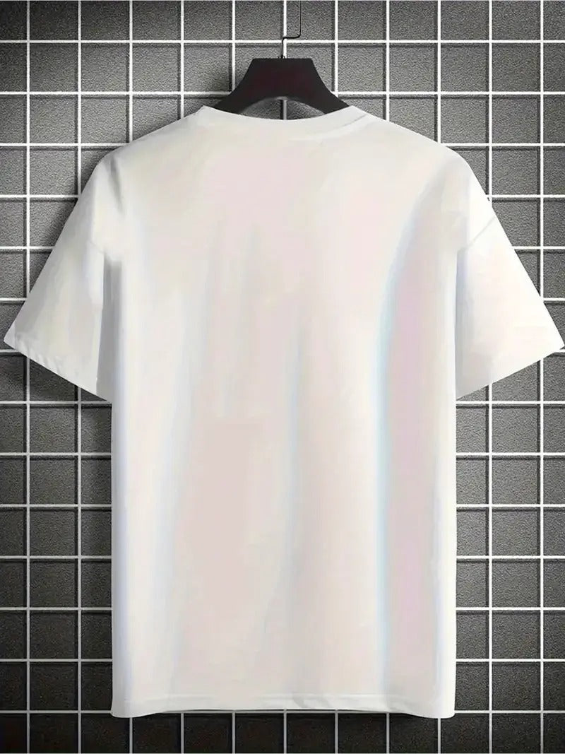 Feeling Lucky White Oversized Printed T-Shirt for Men & Unisex, Back Print