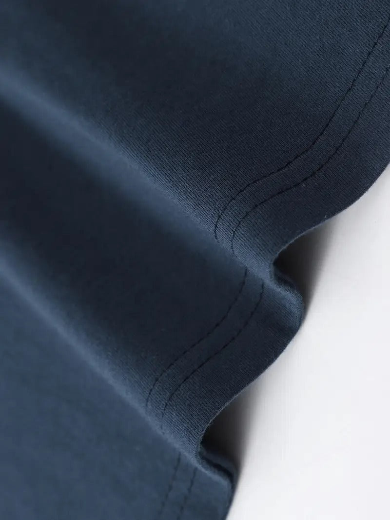 Optimistic Graphic Navy Blue Oversized Printed T-Shirt for Men & Unisex