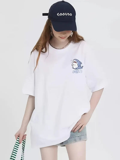 Beach Day Graphic Oversized Printed Women's T-Shirt White Color