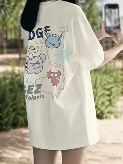 RDGF Graphic Oversized Printed Women's T-Shirt White Color