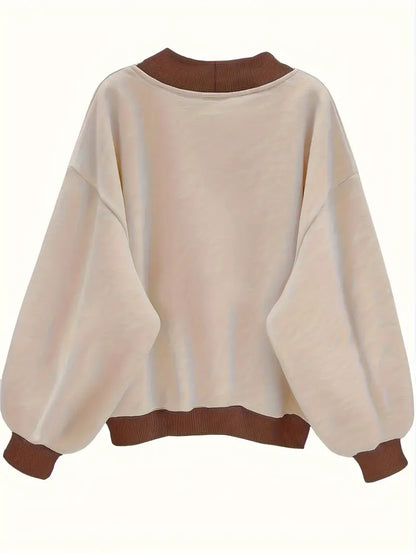 Plain Coffe Beige Color Oversized Women's Sweatshirt Hoodie, Drop Shoulders