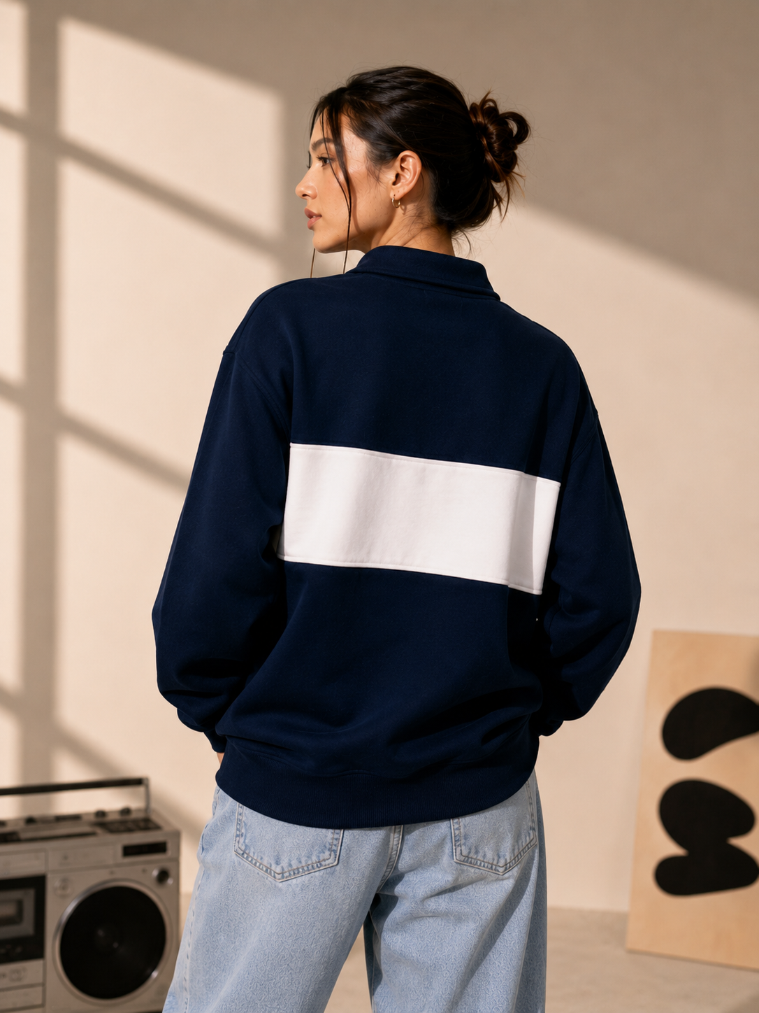 Women Back Color Block Sweatshirt