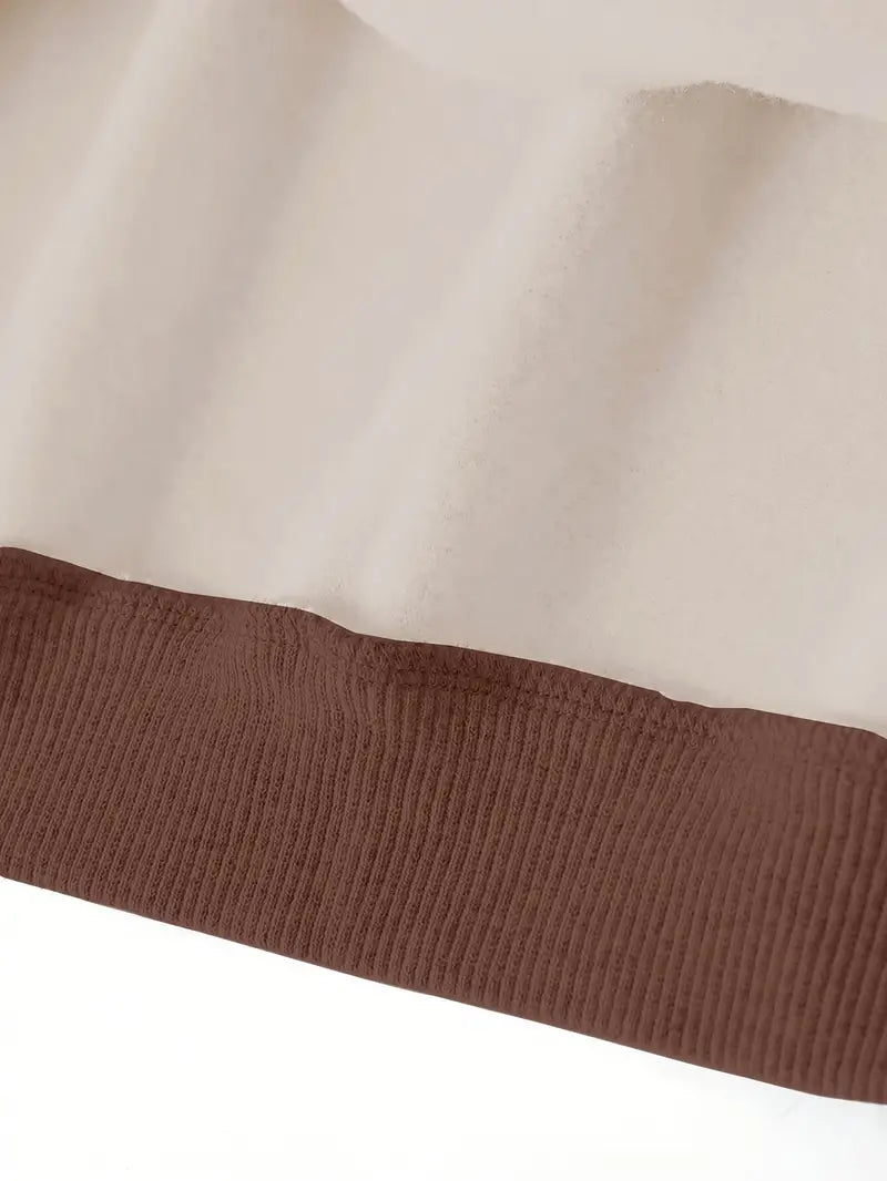 Plain Coffe Beige Color Oversized Women's Sweatshirt Hoodie, Drop Shoulders