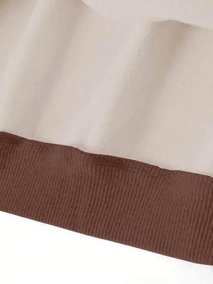 Plain Coffe Beige Color Oversized Women's Sweatshirt Hoodie, Drop Shoulders