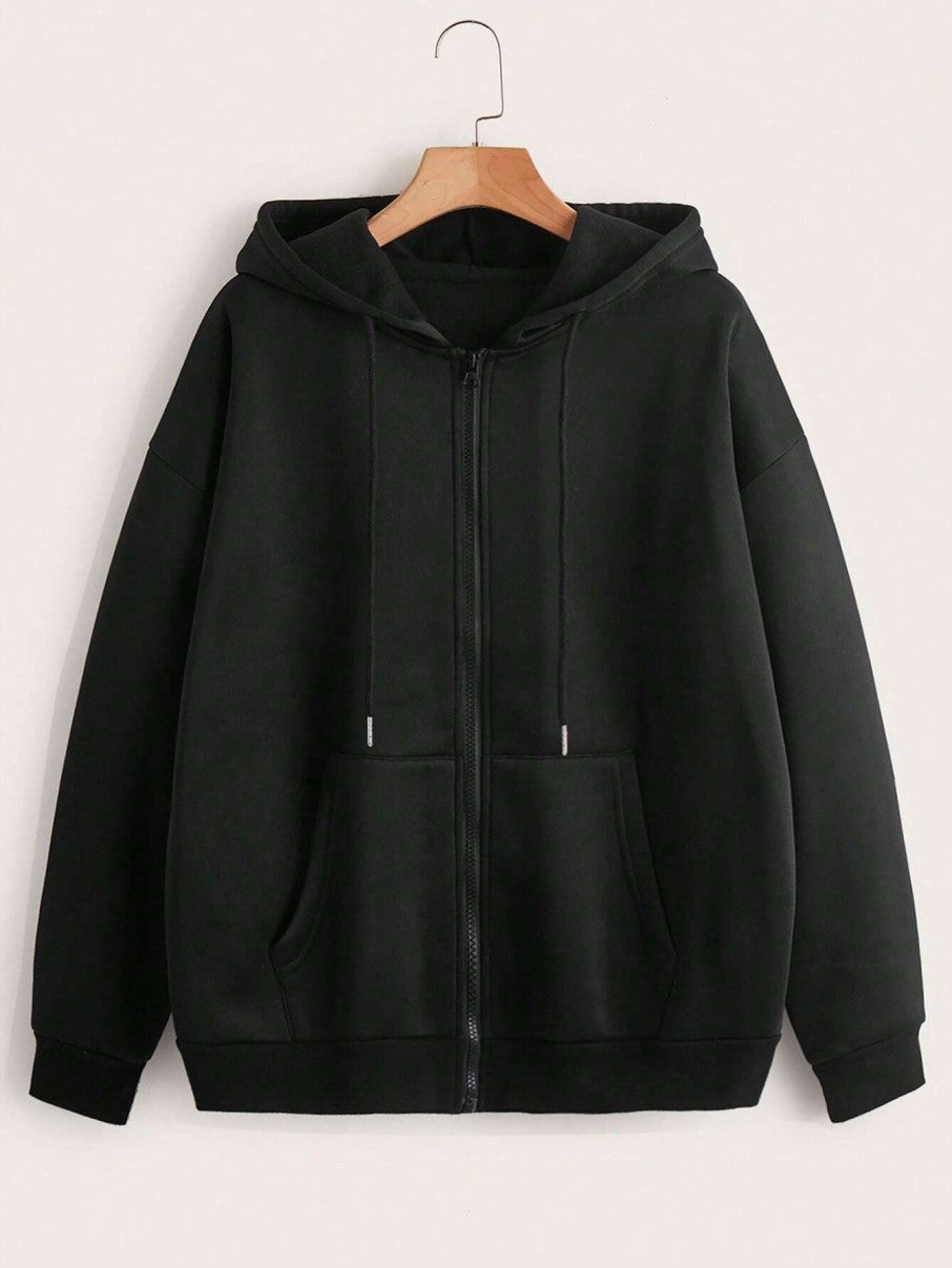 Plain Black Zipper Women's Sweatshirt Hoodie,  Sweatshirt Hoodie for Men, Unisex Sweatshirt Hoodie