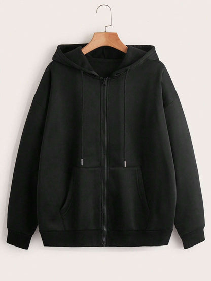 Plain Black Zipper Women's Sweatshirt Hoodie,  Sweatshirt Hoodie for Men, Unisex Sweatshirt Hoodie