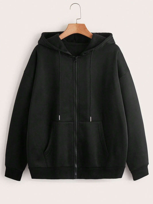 Plain Black Zipper Women's Sweatshirt Hoodie,  Sweatshirt Hoodie for Men, Unisex Sweatshirt Hoodie