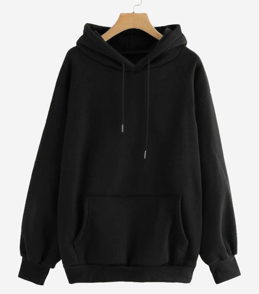 Plain Black Women's Sweatshirt Hoodie,  Sweatshirt Hoodie for Men, Unisex Sweatshirt Hoodie