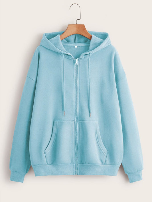 Plain Baby Blue Zipper Women's Sweatshirt Hoodie,  Sweatshirt Hoodie for Men, Unisex Sweatshirt Hoodie