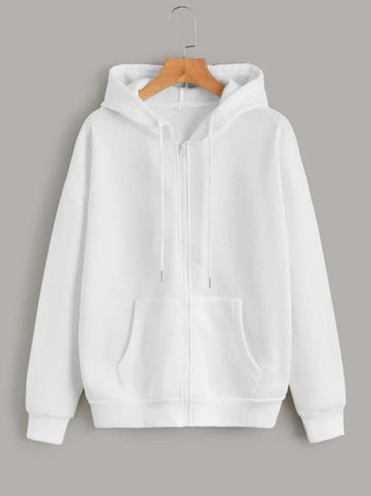 Plain White Zipper Women's Sweatshirt Hoodie,  Sweatshirt Hoodie for Men, Unisex Sweatshirt Hoodie
