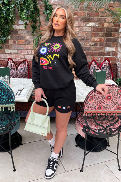 Women's Cord-set for Light Winters Black Color Relaxed fit Trendy Fashion for Casual Wear, Women's Sweatshirt Hoodie Sets