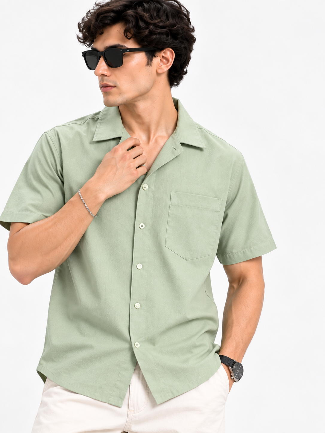 Plain Comfort Fit Cotton Shirt for Men