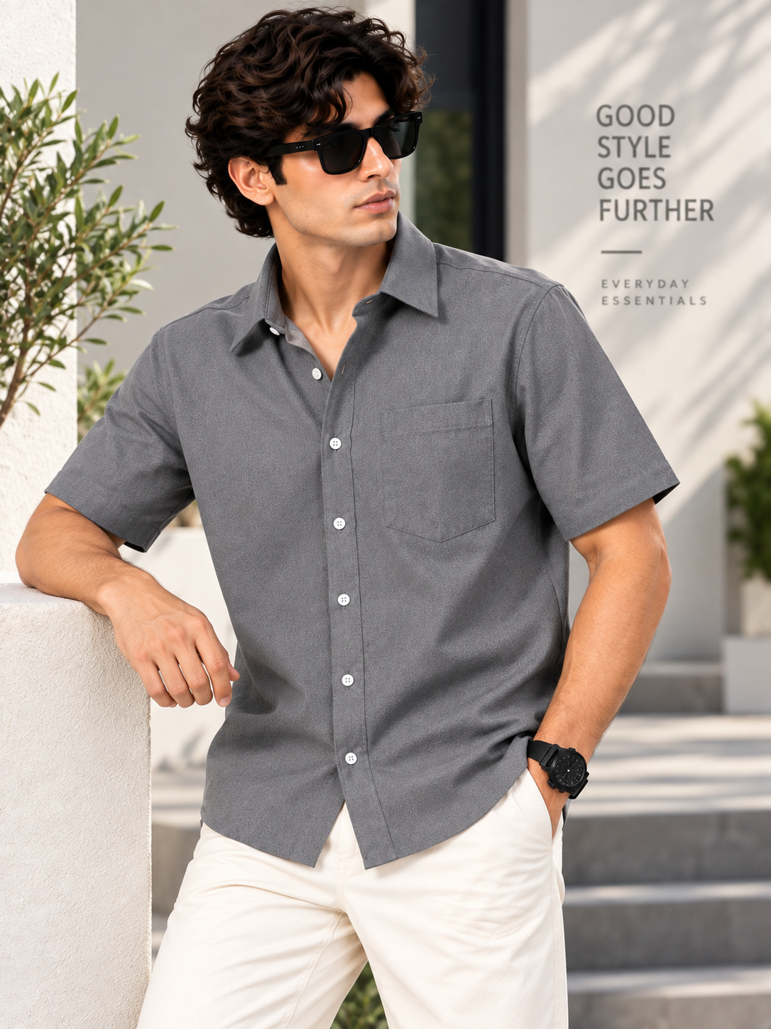 Plain Comfort Fit Cotton Shirt for Men