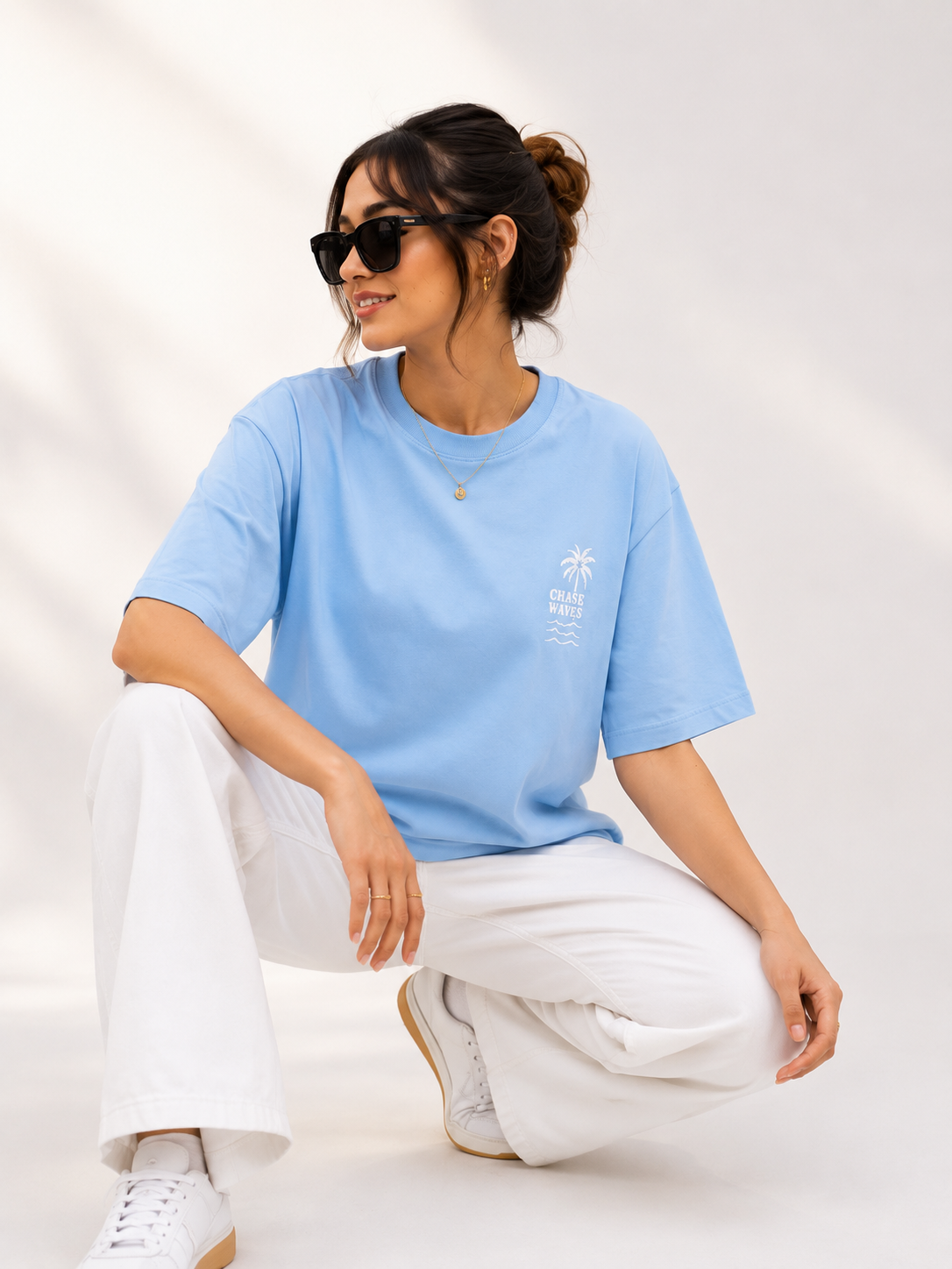 Sky Graphic Printed Oversized Cotton T-Shirt