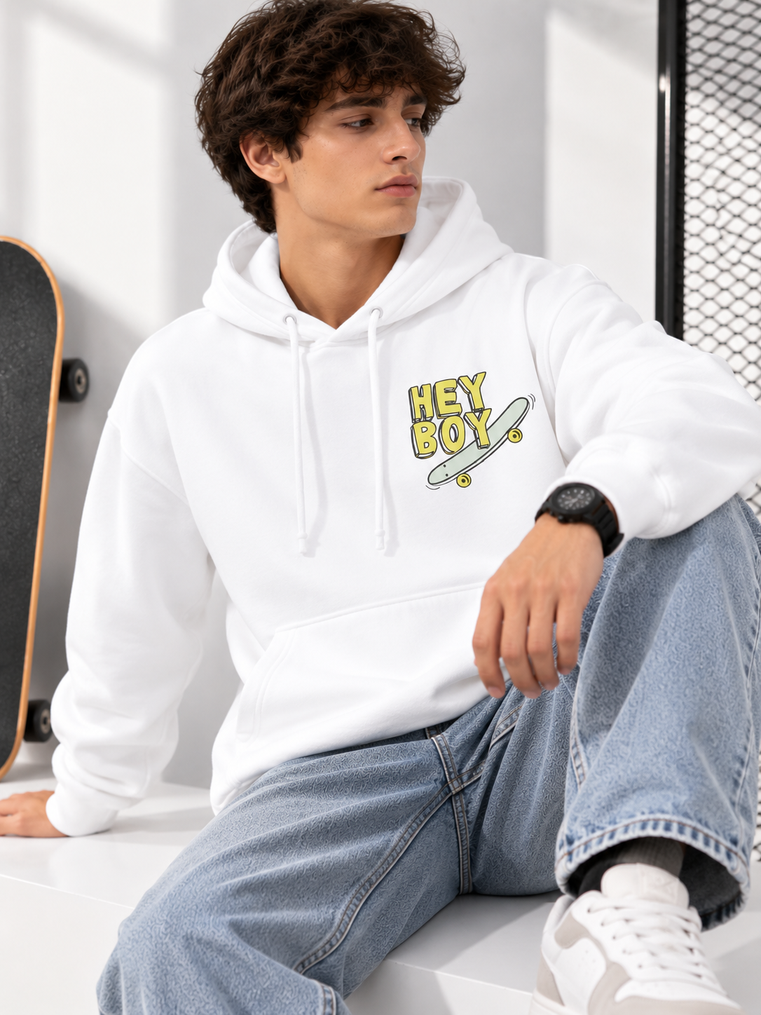 Men Printed Hooded Sweatshirt