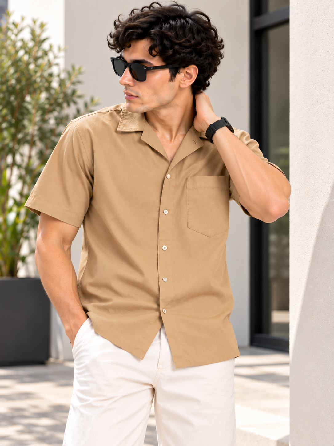 Plain Comfort Fit Cotton Shirt for Men