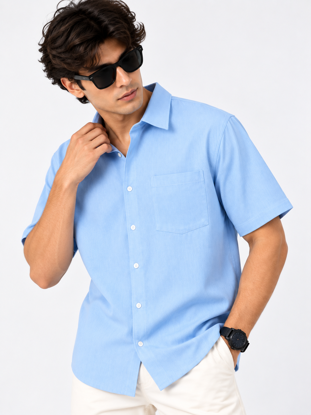 Plain Comfort Fit Cotton Shirt for Men