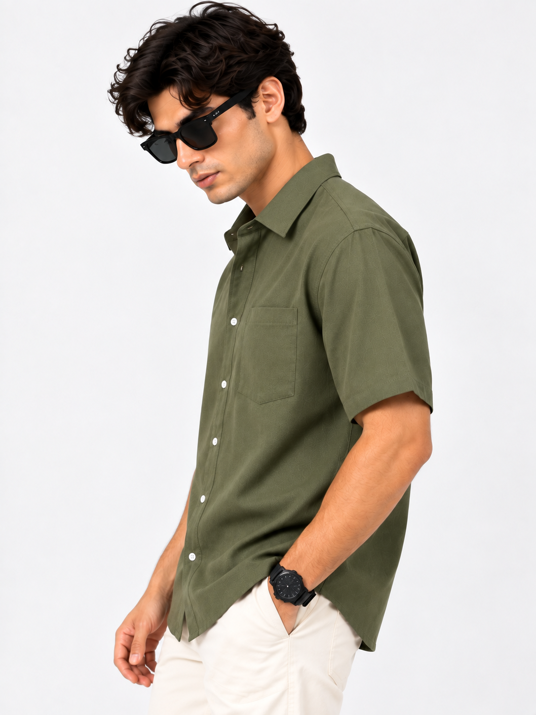 Plain Comfort Fit Cotton Shirt for Men