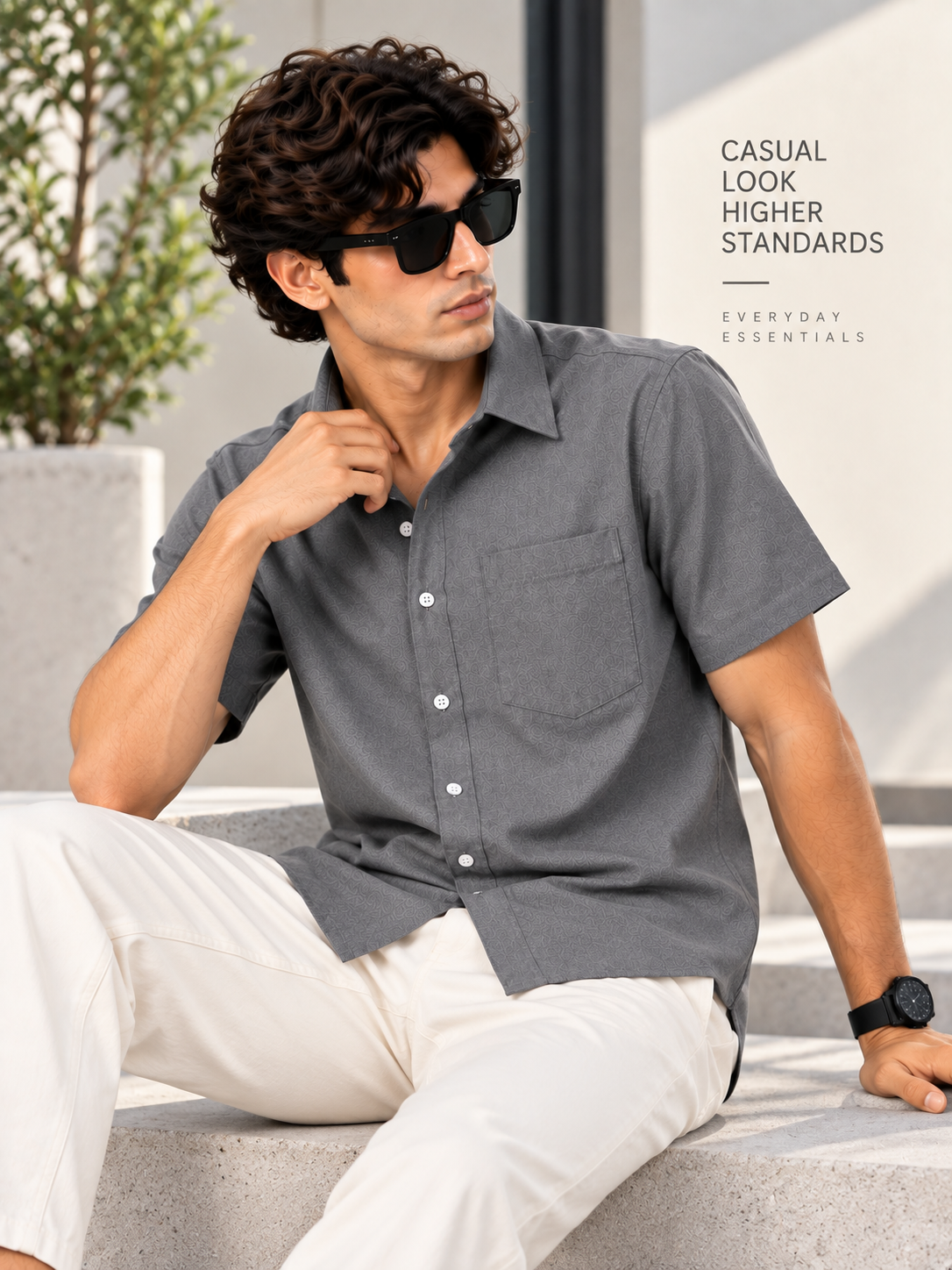 Plain Comfort Fit Cotton Shirt for Men