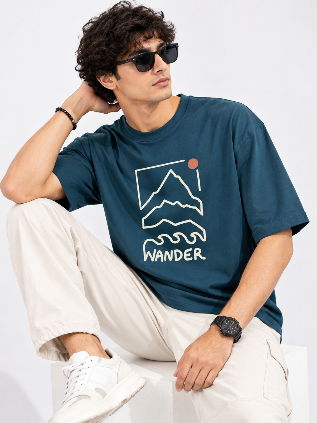 Men Graphic Printed Oversized Cotton T-Shirt