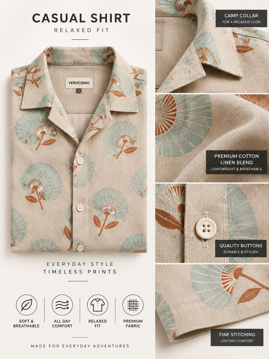 Comfort Fit Cotton Shirt for Men