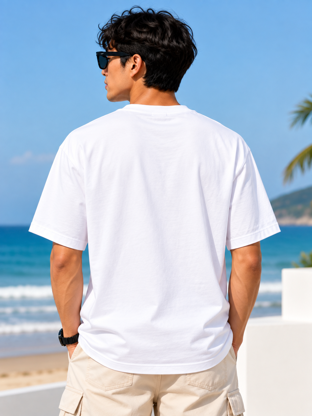 White Typography Printed Oversized Cotton T-Shirt