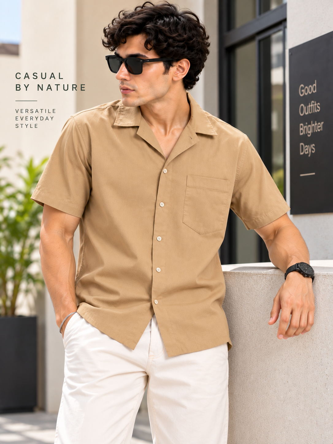 Plain Comfort Fit Cotton Shirt for Men