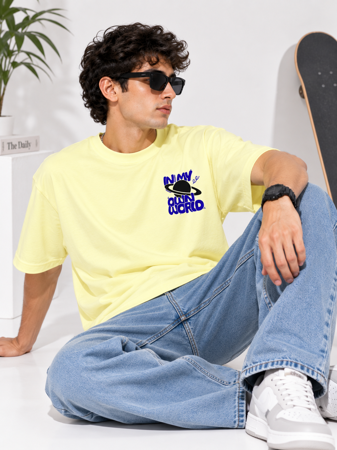 Men Typography Printed Oversized Cotton T-Shirt